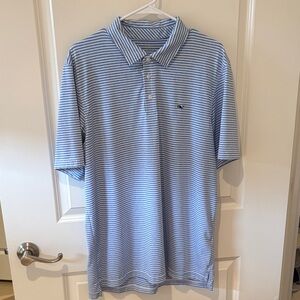 Striped Blue Vineyard Vines Polo Golf Shirt Size Large